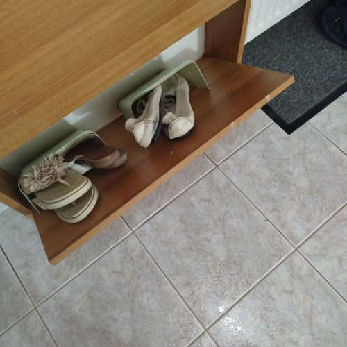 Shoe rack like new with repaired plastic on last shelf