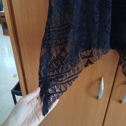 Lace blouse black S/M size like new, asymmetric design