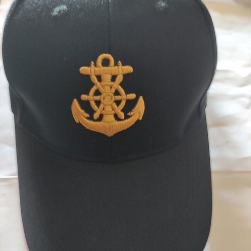 Hat with embroidered anchor black one size adjustable new