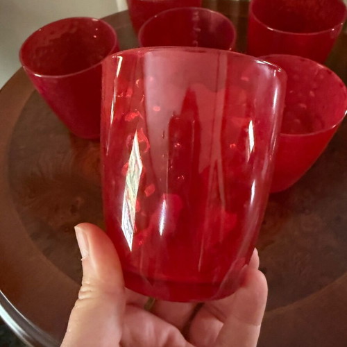Glasses used, cheerful red, set of 6 pieces