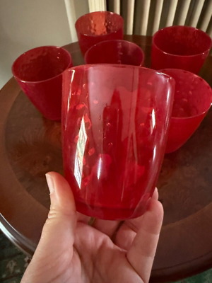 Glasses used, cheerful red, set of 6 pieces