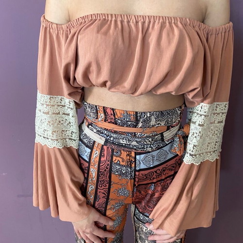 Nidodileda top blouse like new, brown, onesize