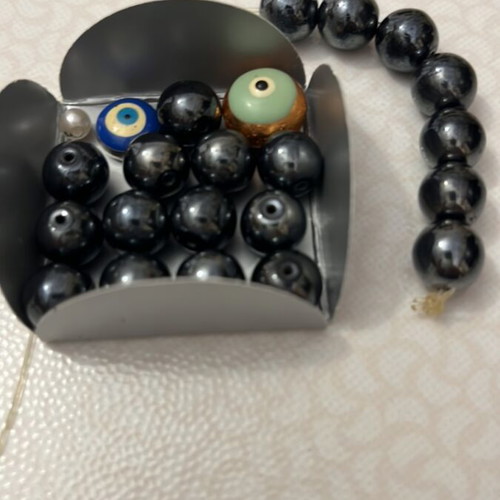 Beads for bracelet, pack of 23, new, black and gray