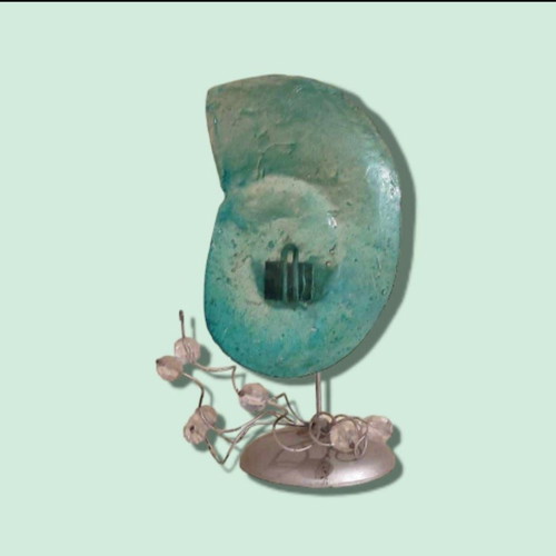 Nautilos candle holder set new, metal and glass, 17x10 cm
