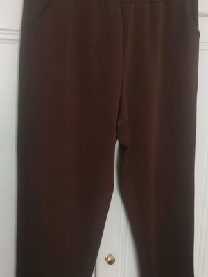 S Plus Size Brown Pants New with Elastic Waist and Pockets
