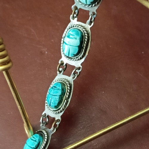Egyptian bracelet with stones, like new, turquoise and silver