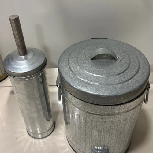 Metal trash bin 5 liters and toilet brush set new