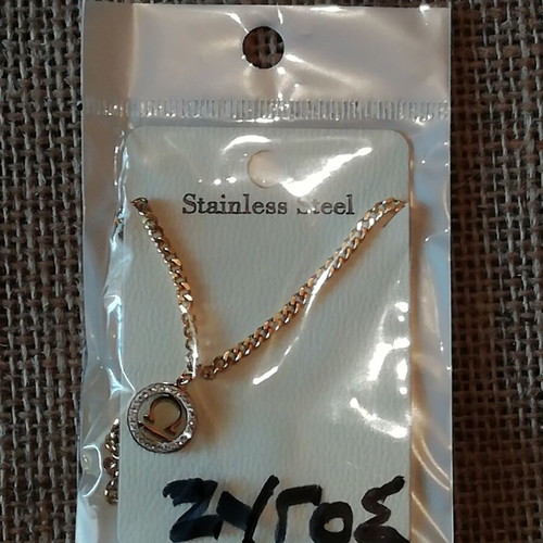 Libra necklace gold plated steel with clear zirconia new