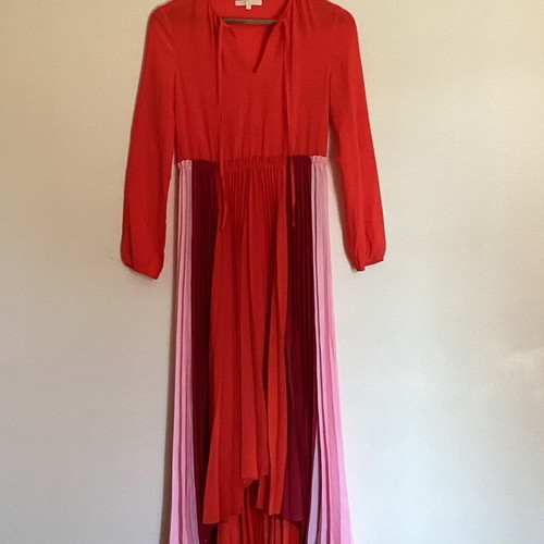 Maje No1 Pleated Midi Dress red-pink, like new