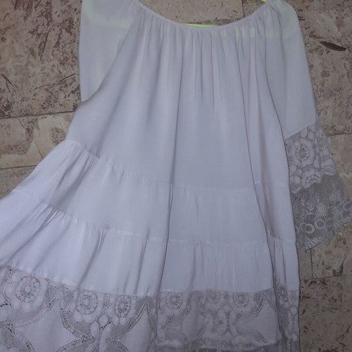 Cacharel women's blouse like new with lace beige, sizes XL to 4XL