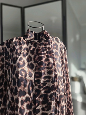 Leopard Mini Dress used with scarf, beige and brown