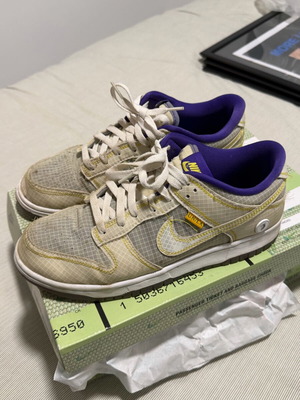 Nike Dunk Low UNLA sneakers used, white and purple, size 43