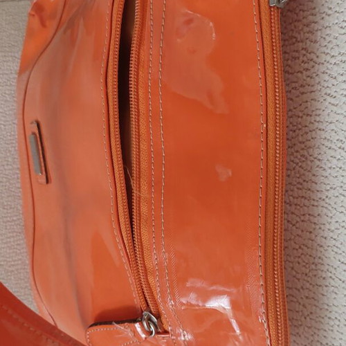 Hunter women's crossbody bag, orange patent leather