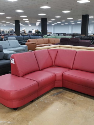 Red leather corner sofa KS6072 new, genuine leather