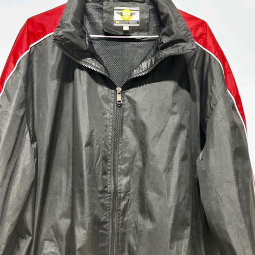 Men's black windbreaker jacket with red stripes like new