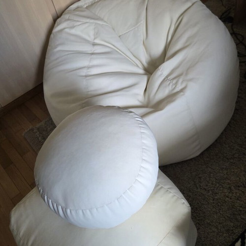 Rucomfy bean bag set used, white-cream, includes lounger and footrests
