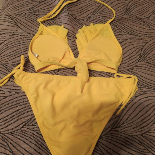 Teenage swimsuit with ruffles and side ties, new, yellow