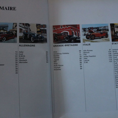 French Book of Classic Cars like new, 191 pages, 54 car brands from 1927