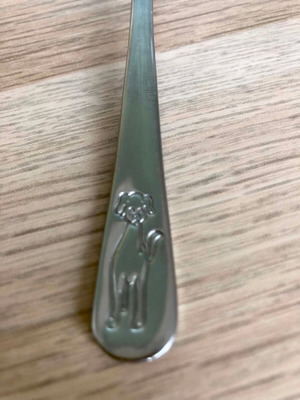 Vintage dessert spoon used with dog engraving
