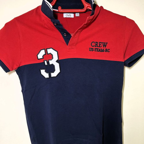 Boys' Polo Shirt used, size 128 cm, blue and red