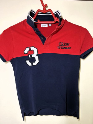 Boys' Polo Shirt used, size 128 cm, blue and red