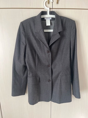 Women's jacket like new, gray with thin burgundy stripes, size M