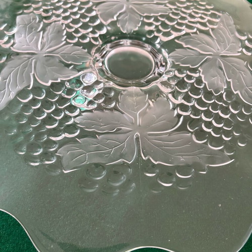 Bohemia Footed Cakeplate Like New, 39 cm, Embossed Grape Design