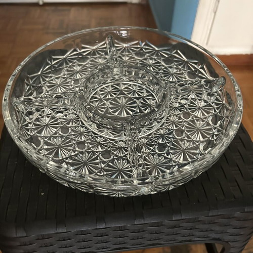 Glass nut serving dish like new