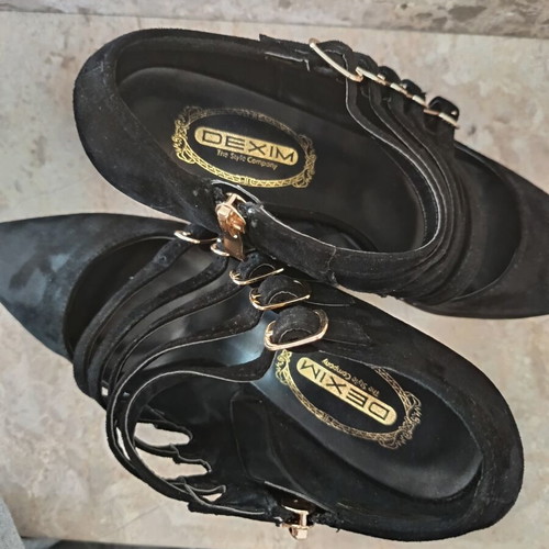 Dexim black pumps size 38 used with adjustable straps and zipper