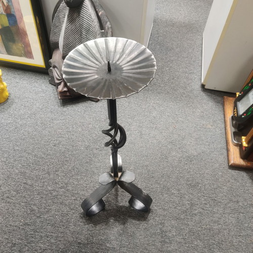 Wrought Iron Candlestick Used with Tripod Base and Curved Legs