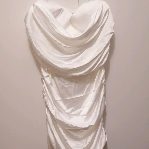 Midi white satin dress new with corset bust