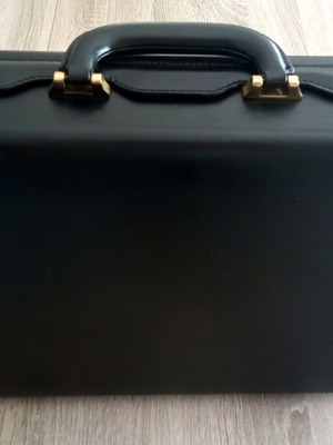 Black leather Amiet briefcase like new with double combination lock