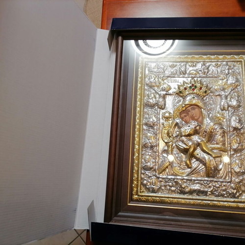 Panagia Axion Esti religious icon with 925 silver, new