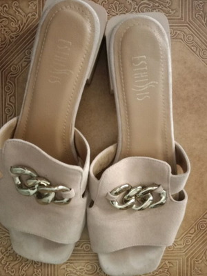 Esthissis mules used, beige castor with low heel, size 38