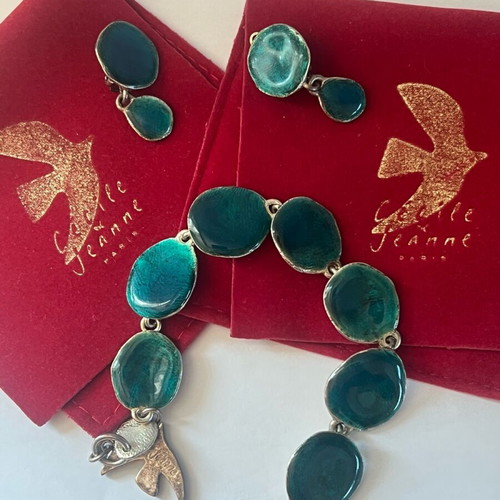 Cecile Jeanne Paris Fashion Designer Jewelry Bracelet and Matching Earrings