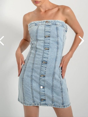 Pink Woman denim dress XS like new, blue