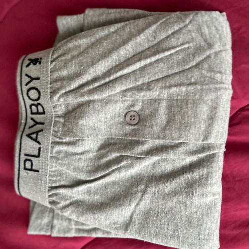 PLAYBOY boxers, Large, grey color.