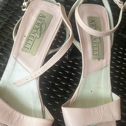 Leather pink sandals size 37 like new, heel height 8-9 cm