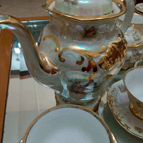 Vintage Wałbrzych Polish porcelain set with gold details like new