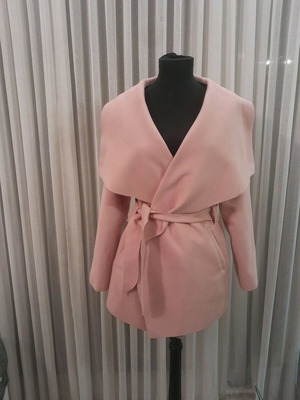 Pink Woman pink women's coat with belt one size like new