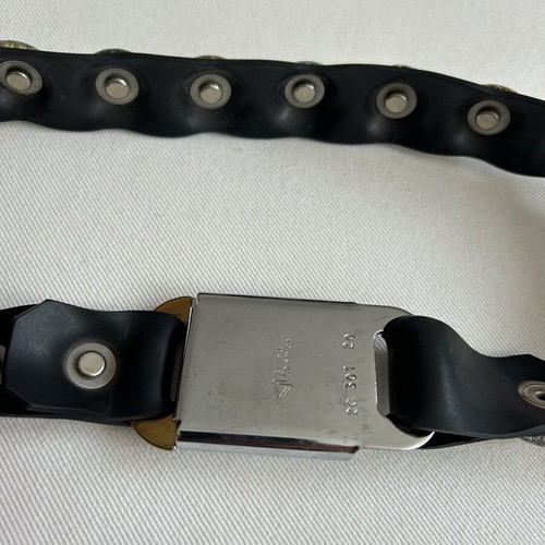 Vintage belt with beer caps used, black, size 70-75 cm