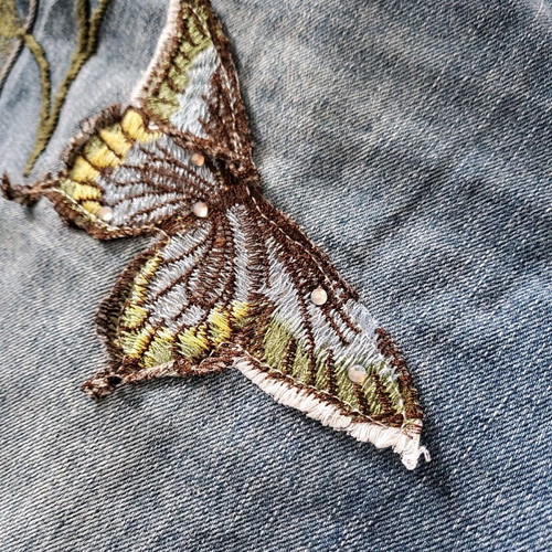 Mek bermuda shorts for 12-year-old girl like new, blue with butterfly embroidery