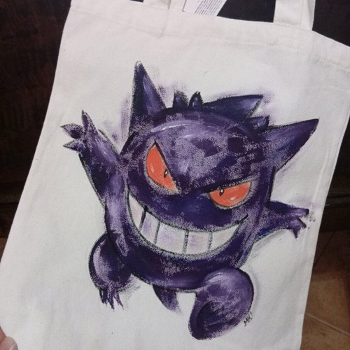Pokemon Gengar fabric bag new, hand-painted