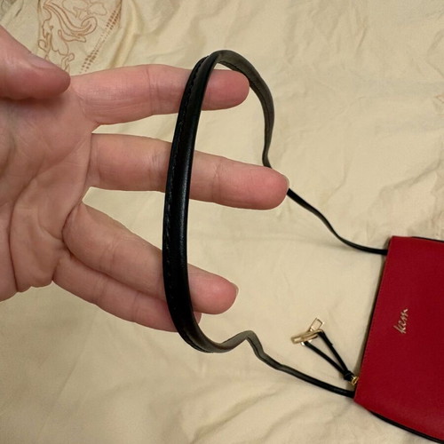 KEM crossbody bag new, red and gold, leather 26x15 cm