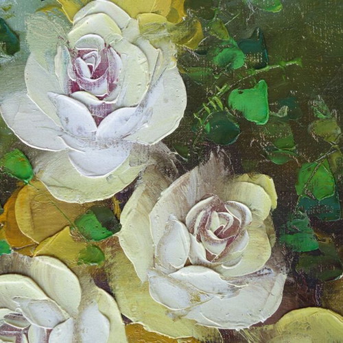 Oil painting vase with roses on canvas like new