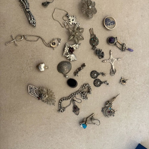 Silver earrings and pins used with 925 hallmark