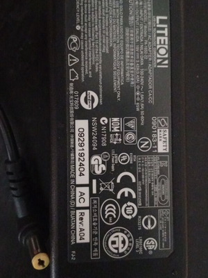 Liteon laptop power supply 19V 3.42A 65W used