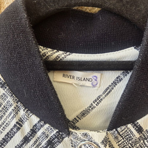 River Island Monochrome Plaid Bomber Blouse Shirt like new