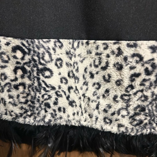 Dress used with silk feather details on hem, black and white, size L