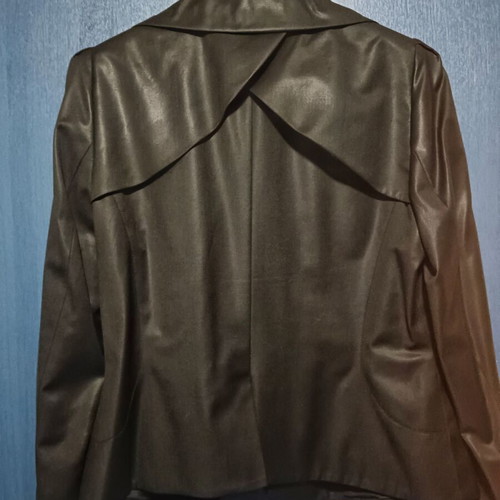Roqua black cool wool jacket, glossy texture